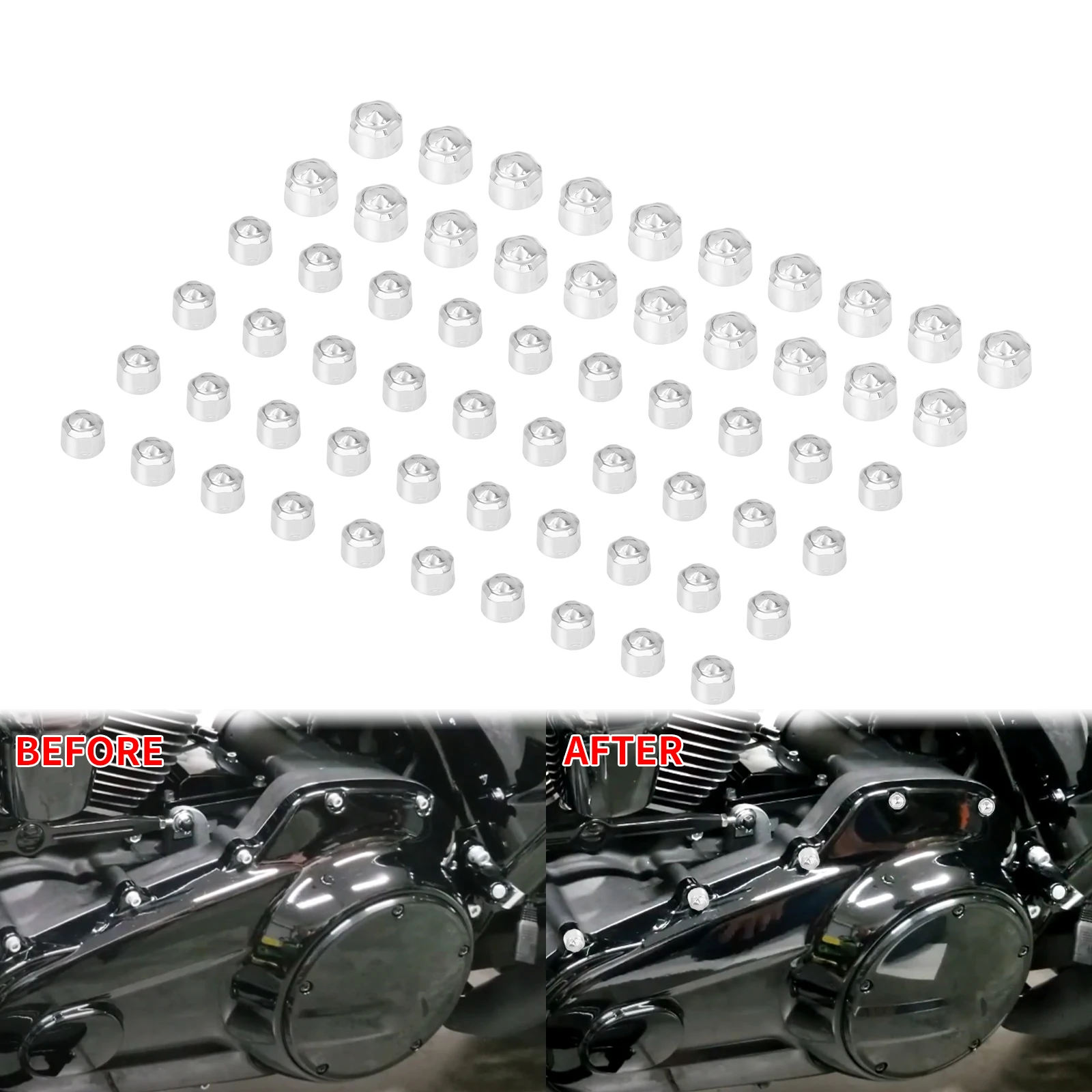 60PCS Motorcycle Engine Bolt Cap Screw Covers For Harley M8 Touring Electra Glide FLHX FLHR 2017-Up Softail Fat Boy FLHC 2018-Up