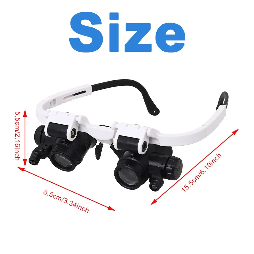 8X 15X 23X Wearing Style Glasses With LED Lights Mechanical Clock Repair Jewelry Identification Magnifying Glass