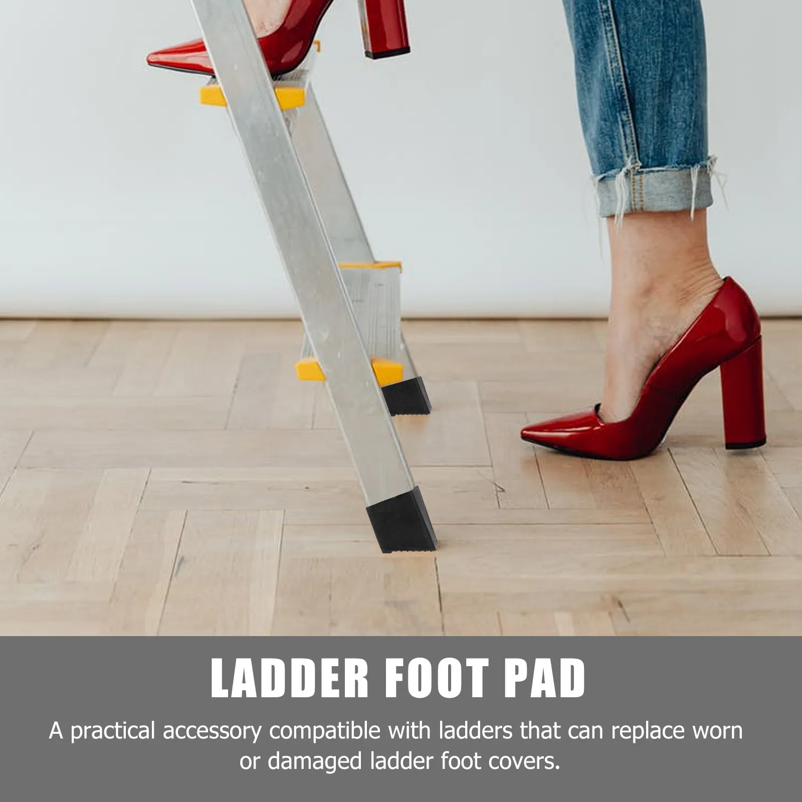 4Pcs Rubber Ladder Foot Pads Non-Slip Step Ladder Feet Protector for Wood Tile Carpet Floor Protection Damping Vibration