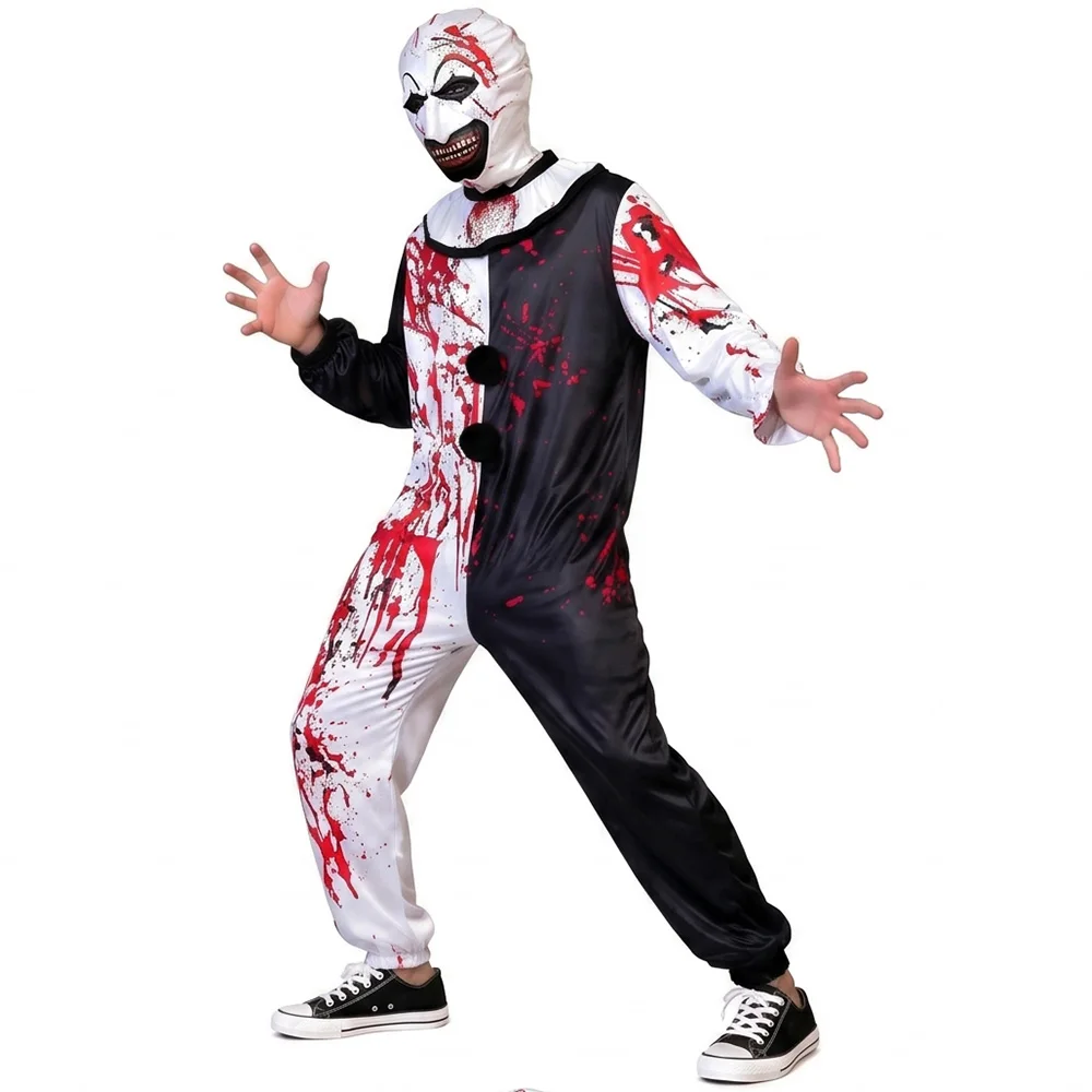 Artistic Clown Cosplay Costumes Movies Horror Movies Bloody Jumpsuits Killer Clown Jumpsuits men's Halloween Horror Costume view 4