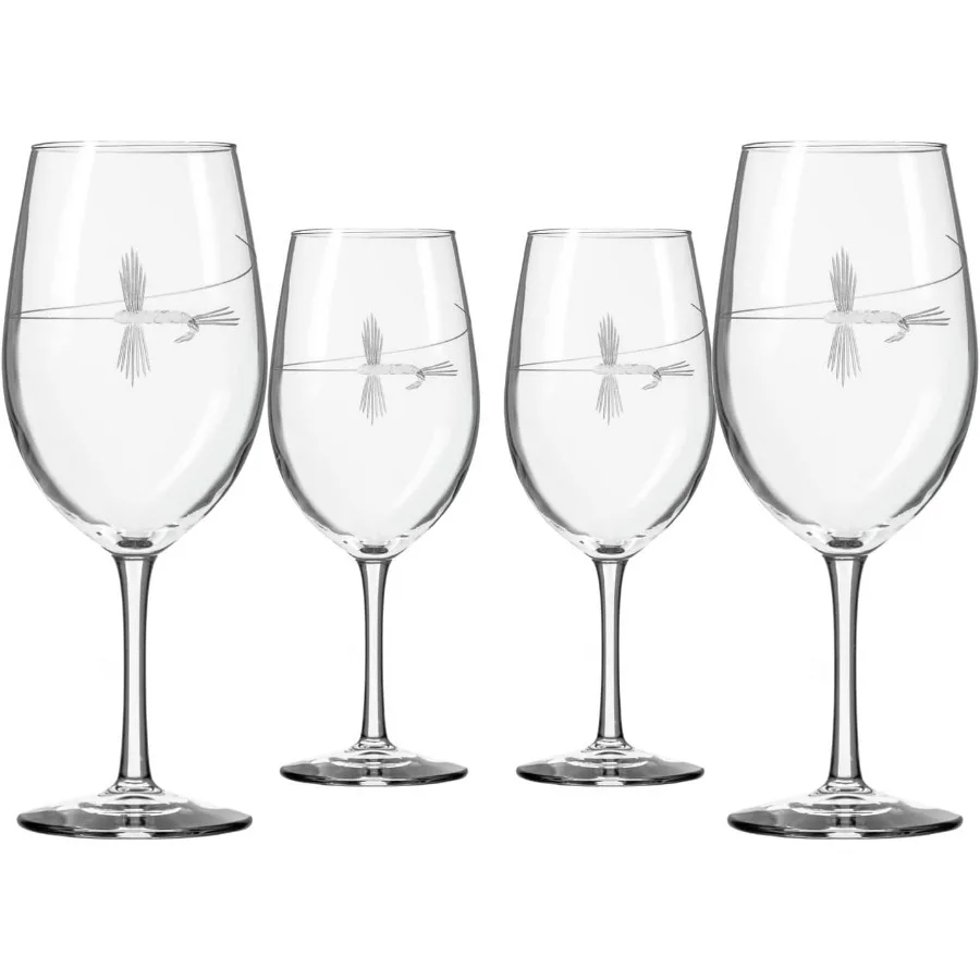 

Fly Fishing All Purpose Wine Glass 18 Ounce Set of 4 Large LeadFree Crystal Wine Glasses Engraved for Outdoor Lifestyle Use Per
