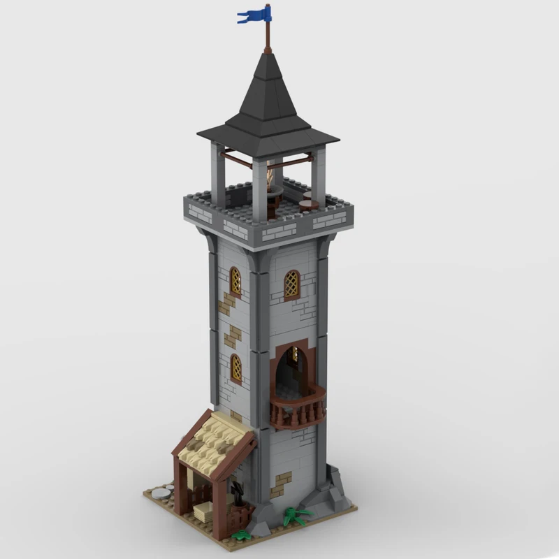 MOC- 201290   Brinquedos de construção retrô, torre de vigia medieval, bloco de construção, conjunto de tijolos, presentes criativos, alta qualidade, adultos, 627 peças