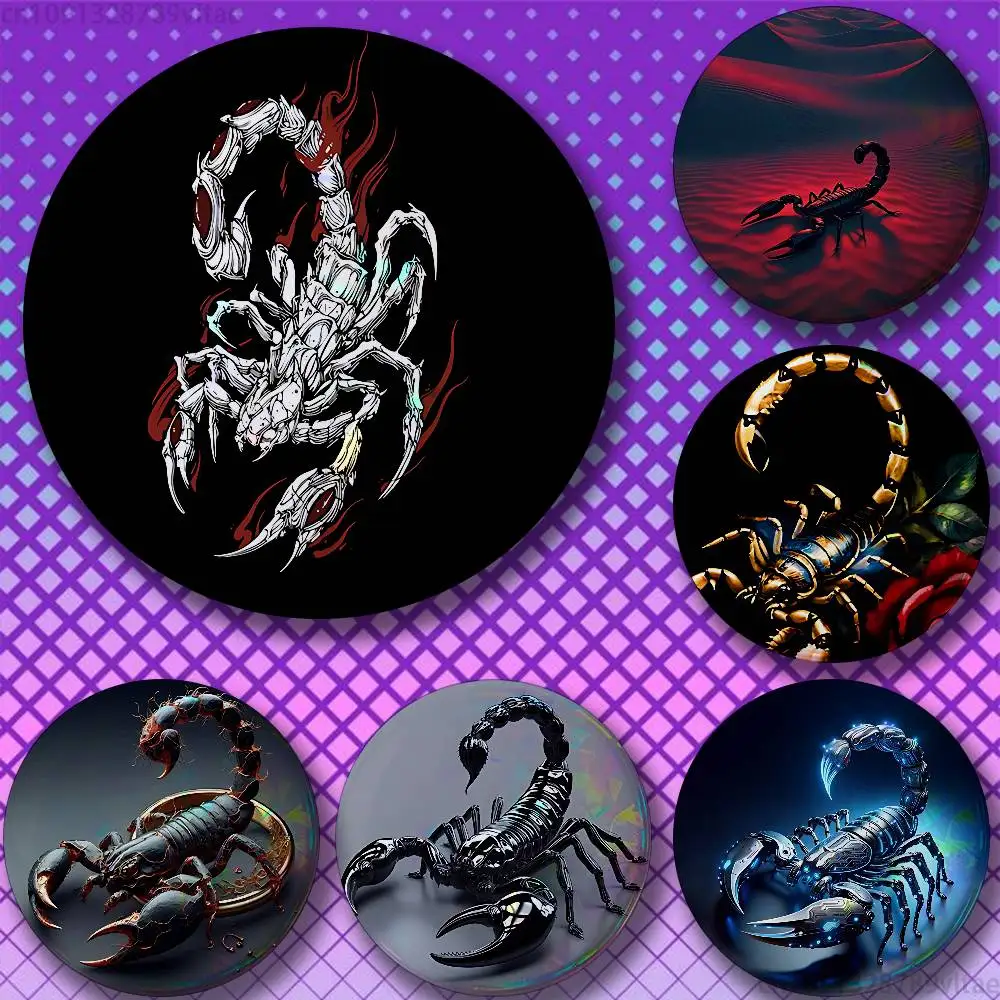 

Scorpion Cool Animal Tinplate Enamel Pins Creativity Printed Pictures Text Metal Lapel Badges Brooches