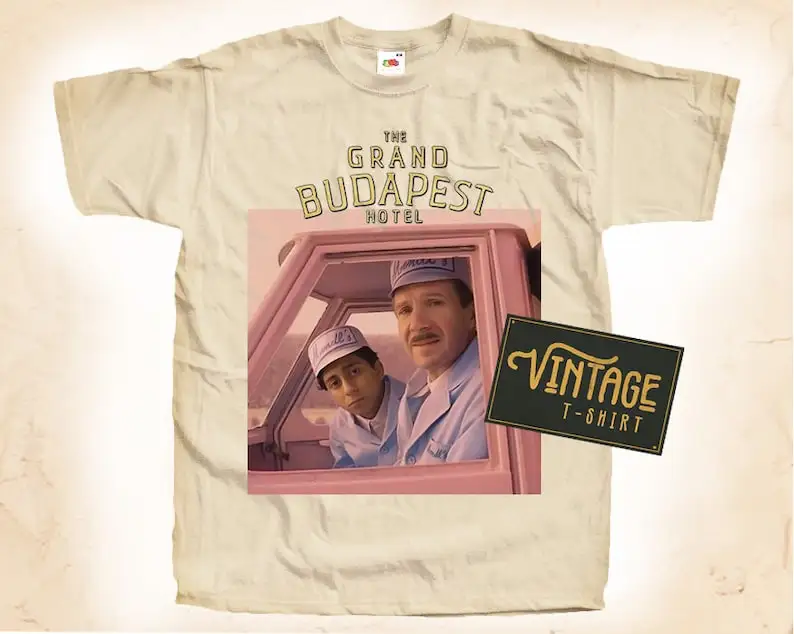 

The Grand Budapest T shirt Tee Natural Vintage Cotton Movie Poster Beige All Sizes