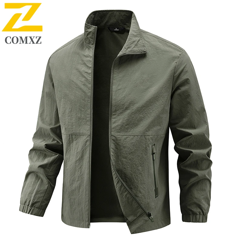 Autumn 2025 Men's Jacket High Quality All-match Solid Color Zipper Pocket Windbreaker Casual Outdoor Hunting Fishing Work Coat