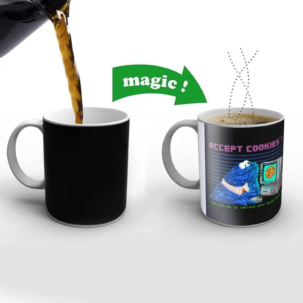 

Accept Cookies Creativity Change Color Chang mug Ceramic mug Hot Coffee Cup Breakfast Cup Mug Friend Gift
