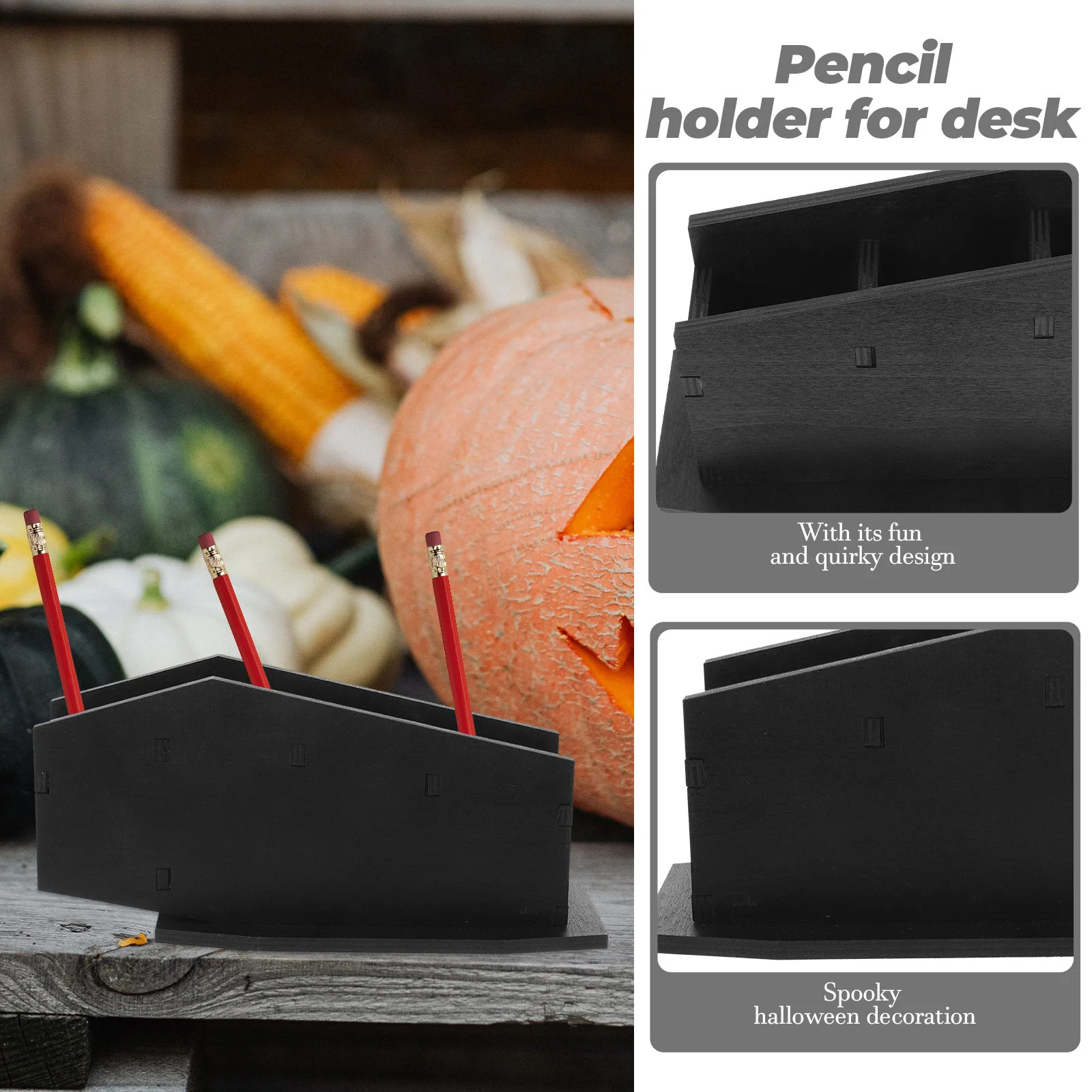

Coffin Pen Holder Rustic Goth Pencil Case Organizer for Desk Halloween Decor Nail