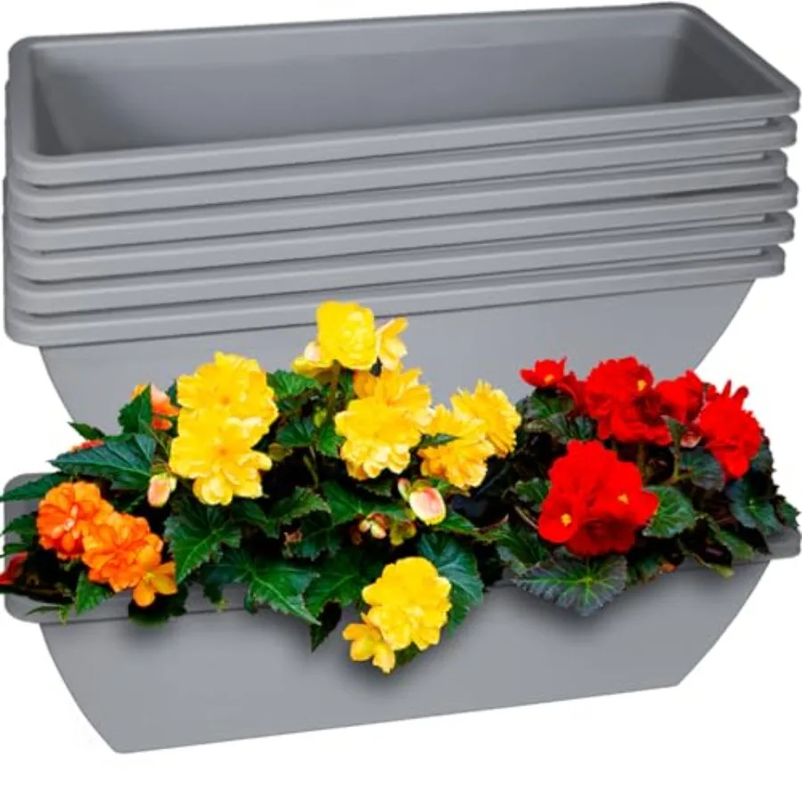 

6 шт. 24-дюймовых прямоугольных пластиковых кашпо для оконных балконов с полкой-вставкой для сада и огорода (для использования внутри и снаружи помещений)