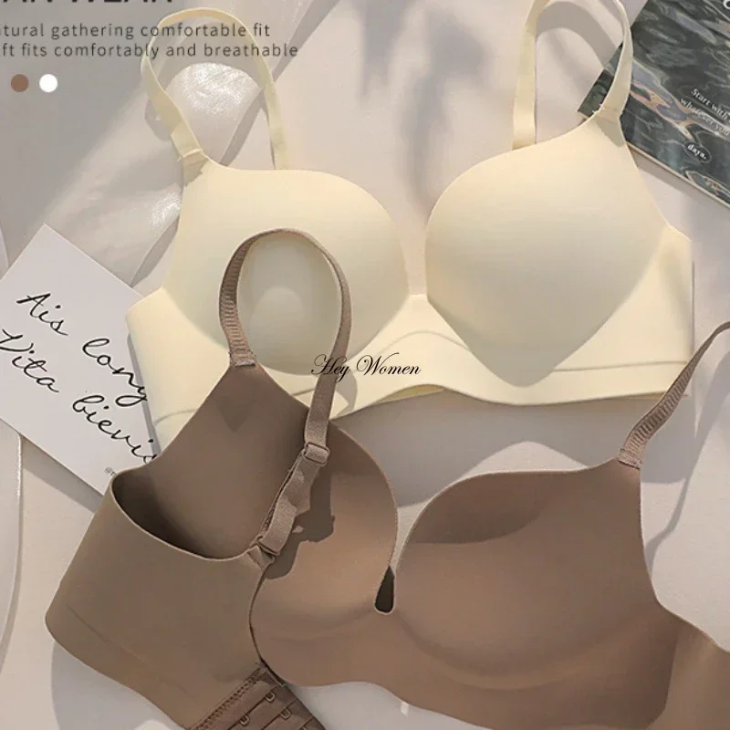 Soutien-gorge push-up sans couture, lingerie pour petits seins, froncé, bonnet fin, confortable, anti-affaissement, bralette invisible,