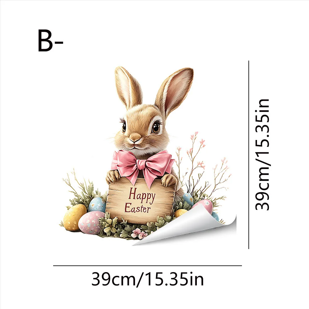 Pasen Nieuw product Elektrostatische patch Schattig konijn Kleurrijke eierstickers Glazen raamstickers Kinderkamerdecoratie