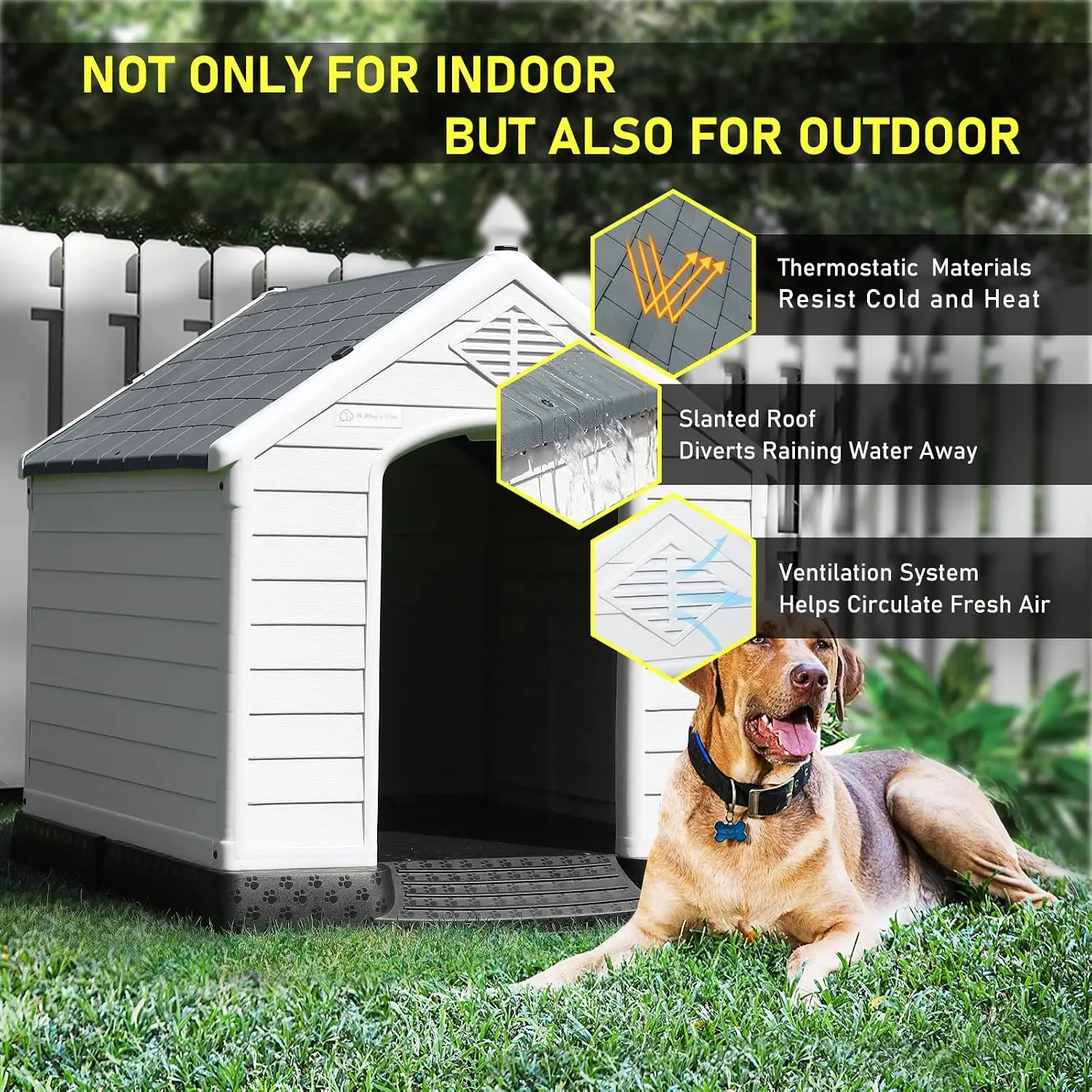 Large Dog House, Indoor/Outdoor, Gray 38.8