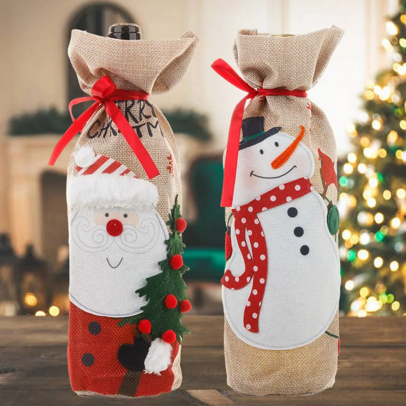 

1/2pcs Christmas wine bottle Set Santa Claus Snowman Wine Bottle Cover Merry Christmas Supplies Home New Year Table Decoration