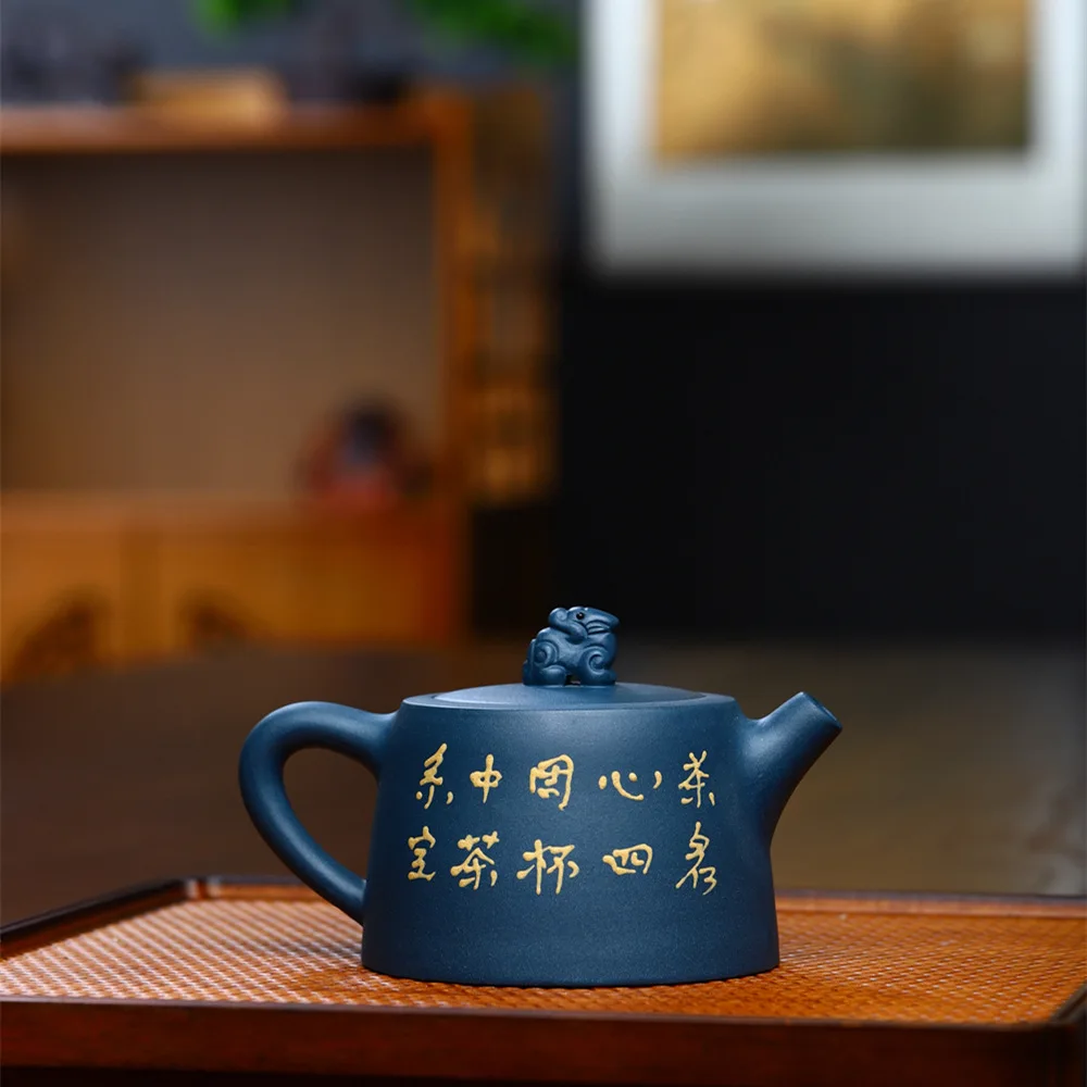 250cc Yixing tea pot purple clay Stone scoop teapot Chinese handmade Tea set Raw ore custom Authentic