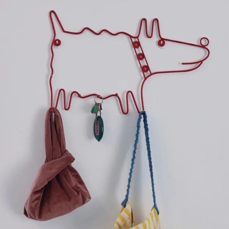 

Cute Dog Cartoon Hallway Hook, Sturdy Red Metal Coat Rack, Dopamine-Inspired Vintage Decor, Fun Accent Piece for Living Room