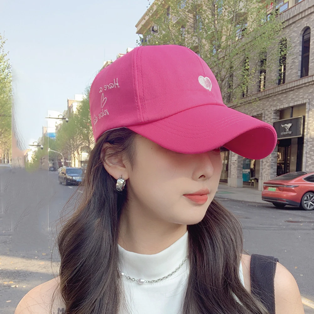 

Korean Ponytail Baseball Caps For Women Girls Summer Sports Cap Casual Heart Embroidery Cap Sun Hats Adjustable Snapback Hat