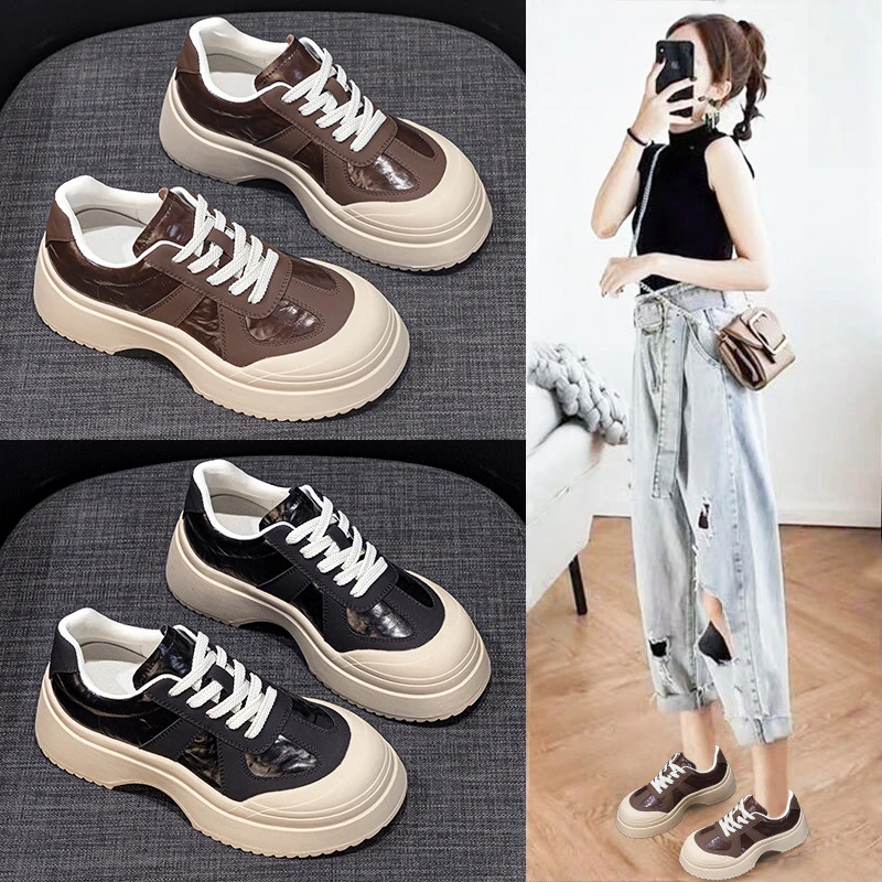 Women Viral Thick Platform White Sneakers 2026 New Korean Heighten Sport Casual Slip On Trendy Dad Walking Shoes Fashion New