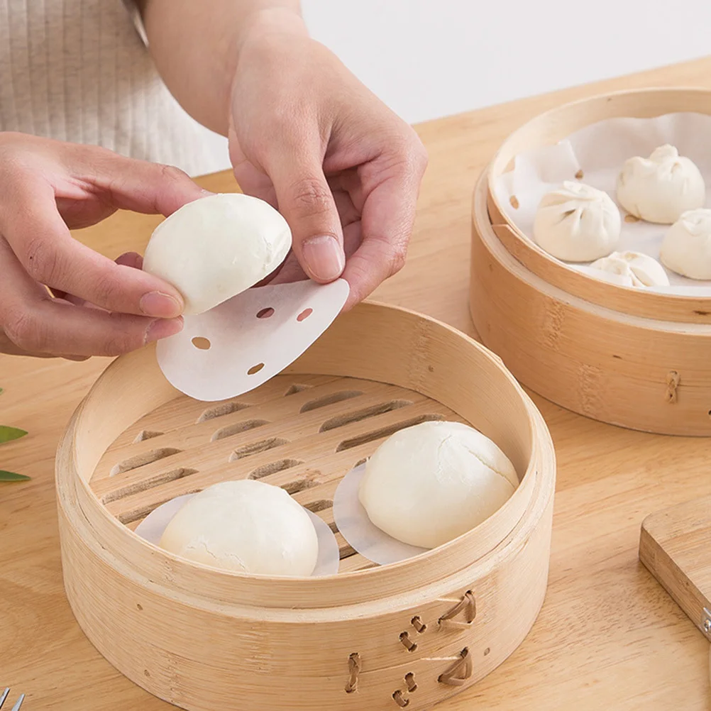 

500pcs Steamer Papers 7.5Cm Round Disposable Silicone Baking Paper For Bamboo Steamer Steamed Buns Liners Parchment Sheet
