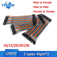 120PCS Dupont Cables 10cm/15cm/20cm/30cm Male to Male + Male to Female and Female to Female Dupont Jumper Wire for Arduino