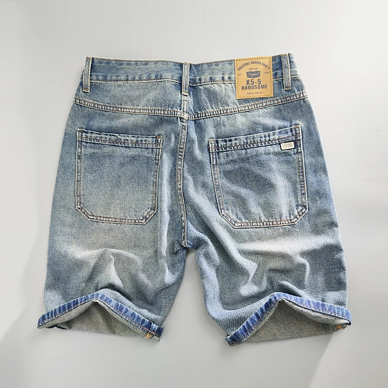 2024 Summer Spring New Vintage Straight Jeans for Men Clothing Washed Soft Cotton Loose Man Shorts Baggy Jeans KK1072