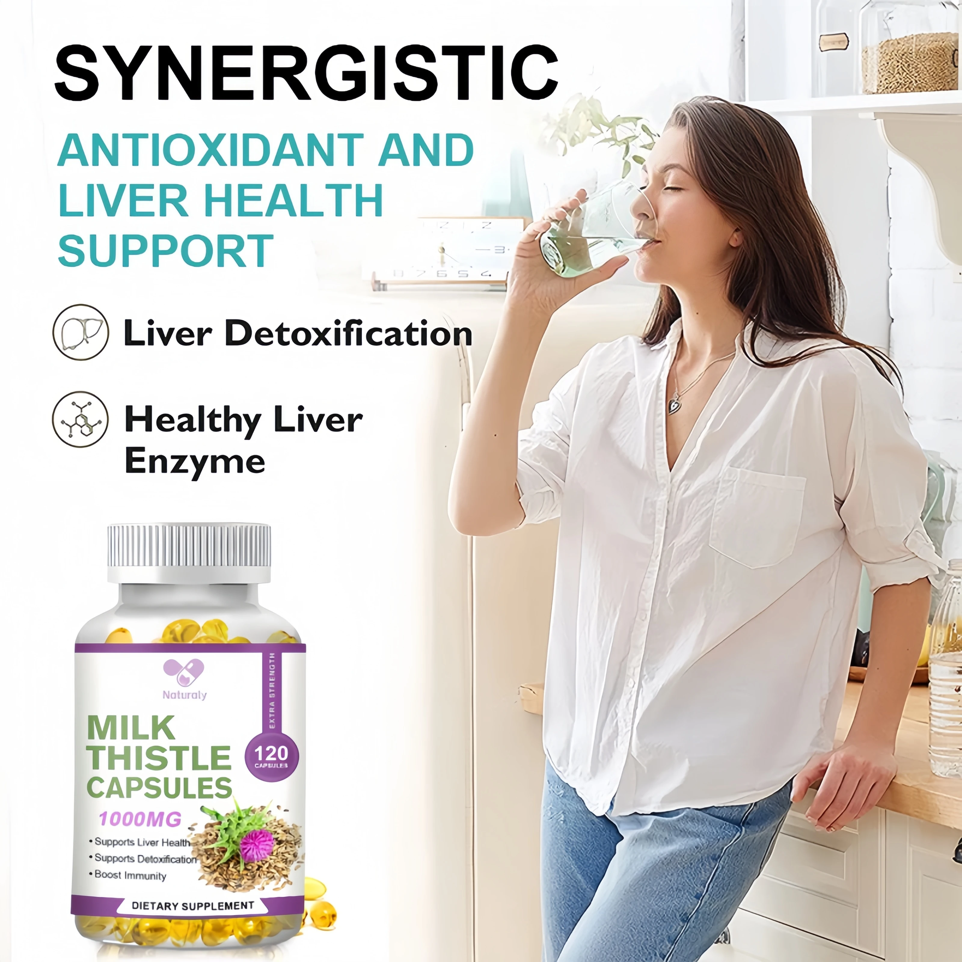 Milk Thistle Supplement 1000 Mg Silymarin &Dandelion Root Helps Repair Liver Supports Liver Detoxification and Cleanses