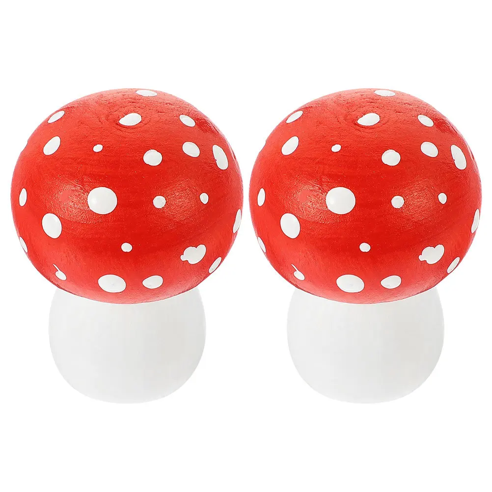 

2pcs Simulation Mushroom Decor Wooden Craft Ornament For Diy Bonsai Garden Micro Landscape Mini Mushroom Statues Photography