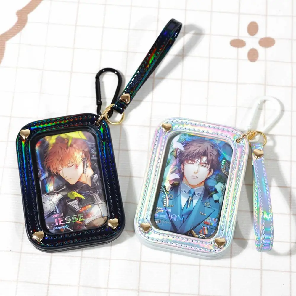 Transparent Badge Ita Bag Anime Badge Holder Card Holder Keychain Card Holder Pins Display Base Laser Leather Square