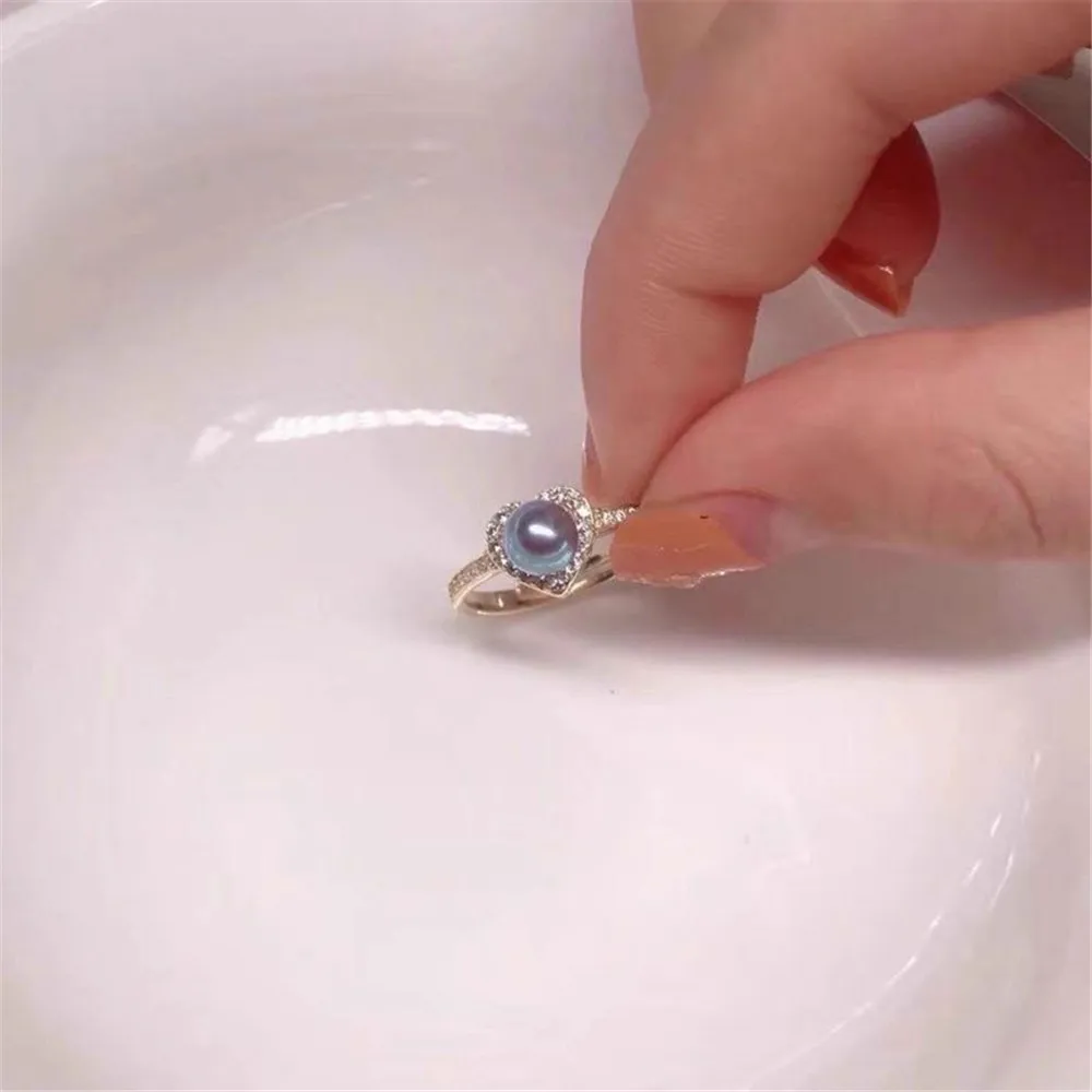 

S925 Silver Sterling Ring Inlaid Zirconia Half Hole Pearl Ring Base Resizable Design DIY Handmade Fine Jewelry Ring Accessories