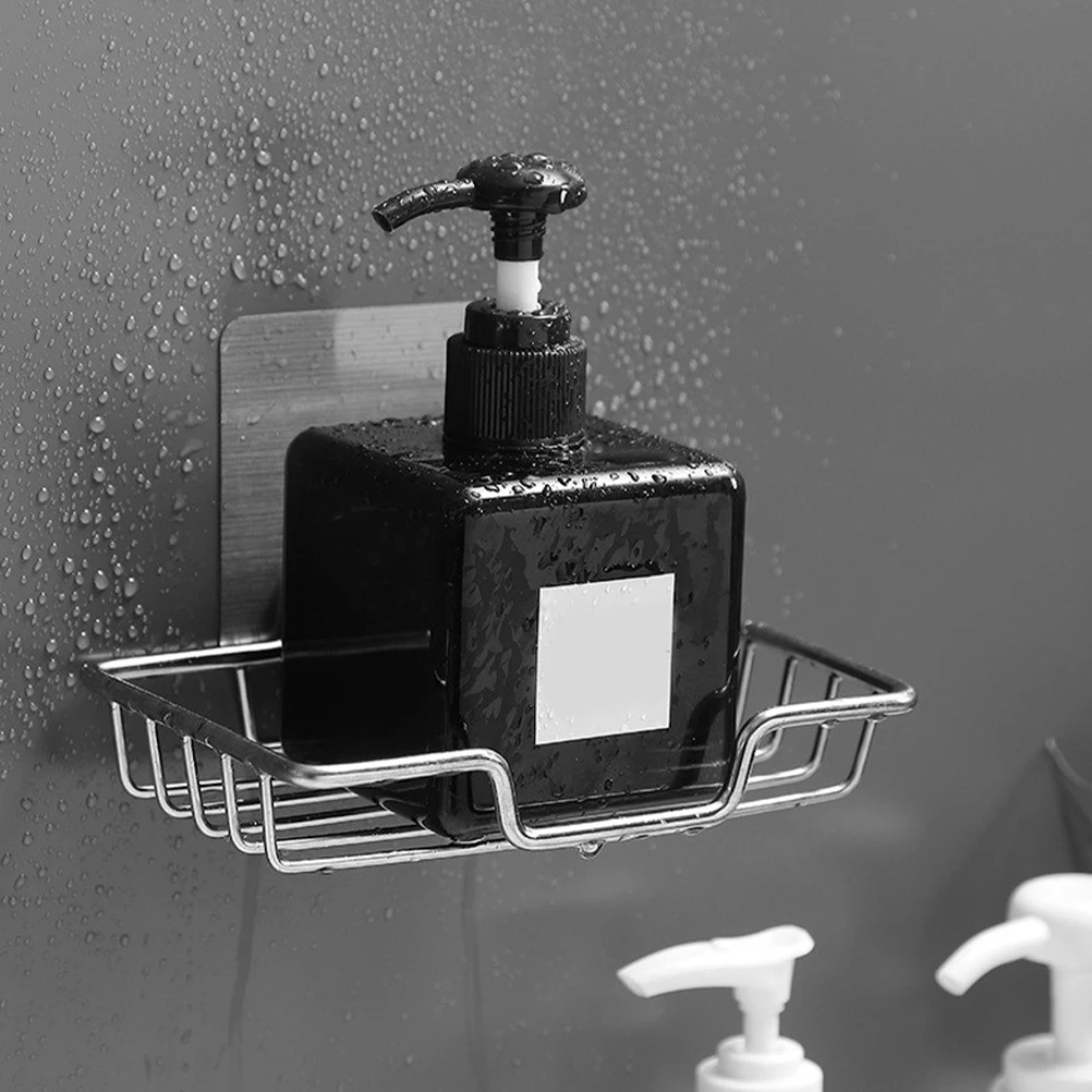 

Stainless Steel Soap Draining Brackets Dish Holder Wall Mount Drain Tray No Punching Kitchen Bathroom Storage Saver Box