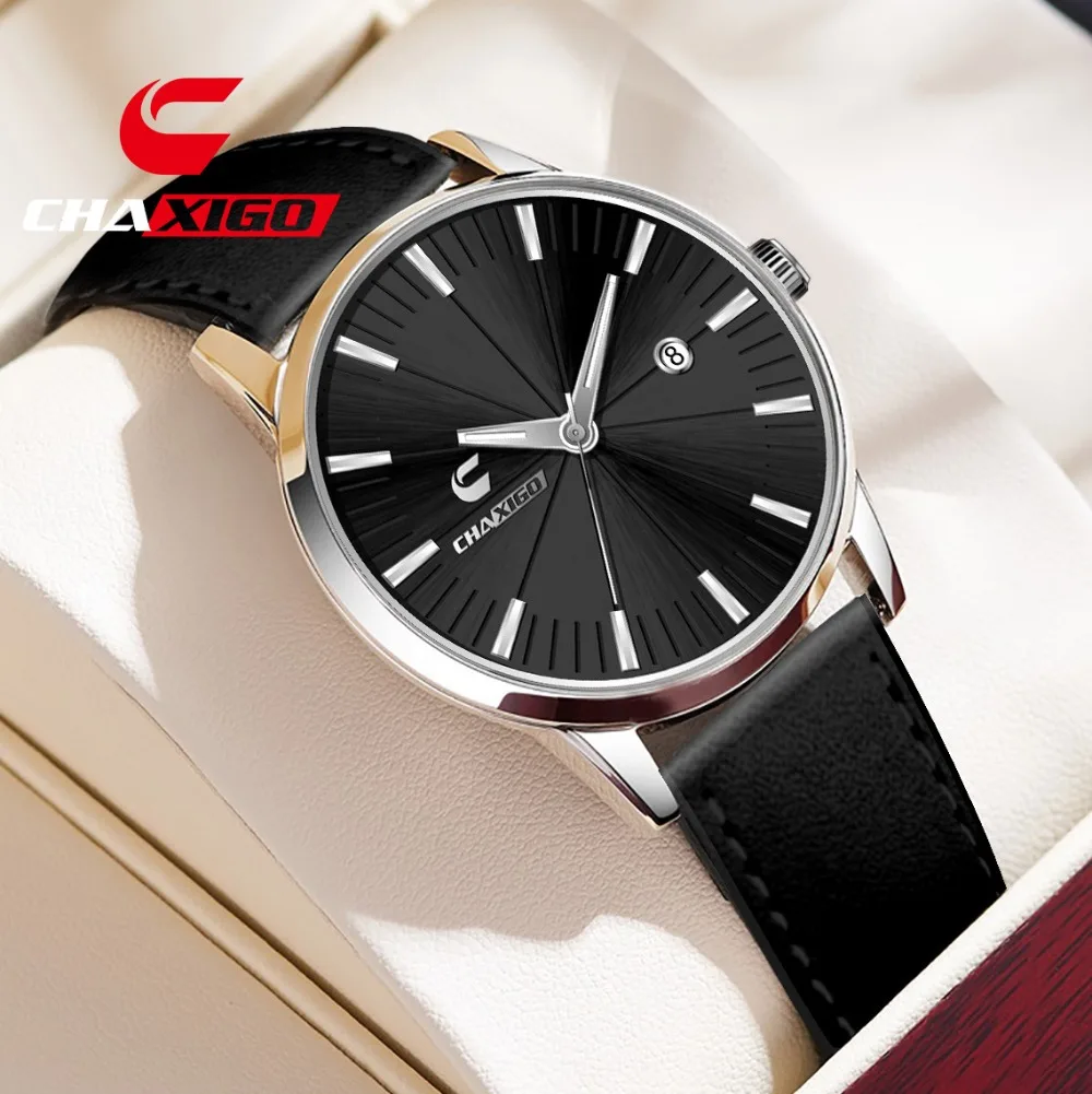 

CHAXIGO 6121 Men's Watch Quartz Belt Watch Men's Watch Waterproof Calendar Watches for Men Часы Мужские Наручные Reloj Hombre