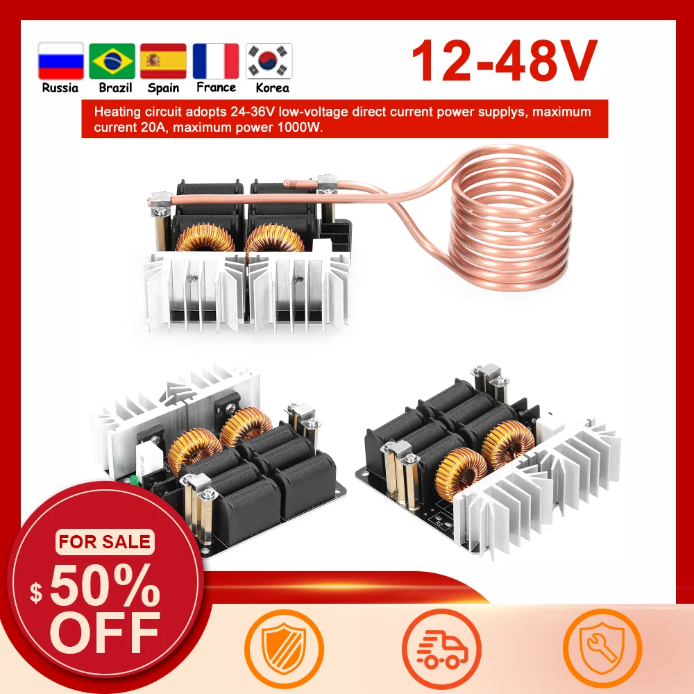 1000W Zvs Induction Heating Board Induction Heater Coil Copper Tube Flyback Driver Heater Diy Annealing Quenching Ignition Tool