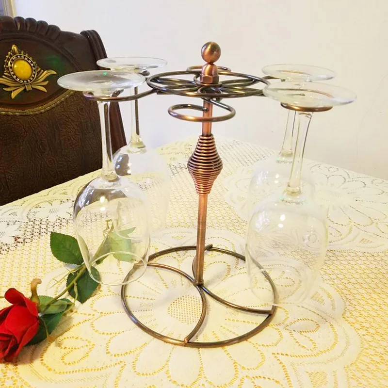 Estante para copas de vino, soporte para copas de vino de encimera, estante de almacenamiento independiente con 6 ganchos, para Bar en casa