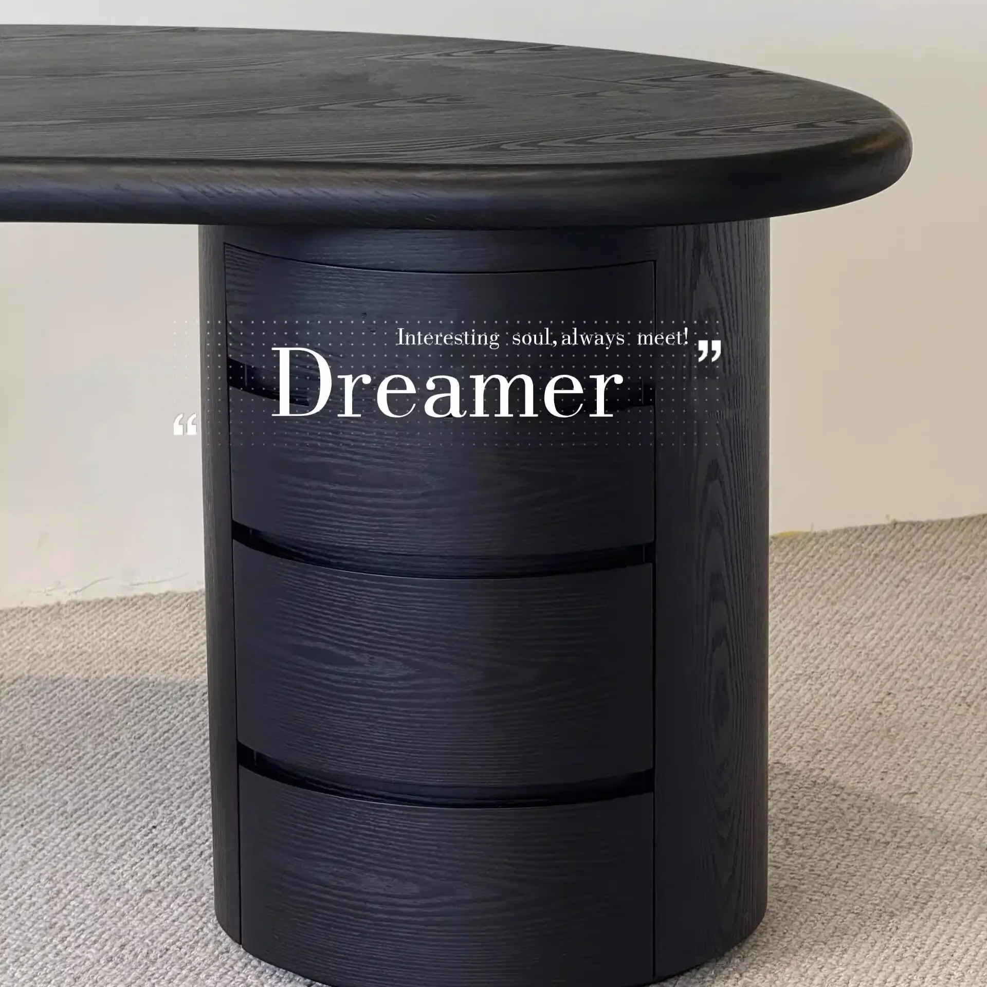 Medieval special-shaped solid wood desk designer home study black desk premium Italian minimalist computer desk