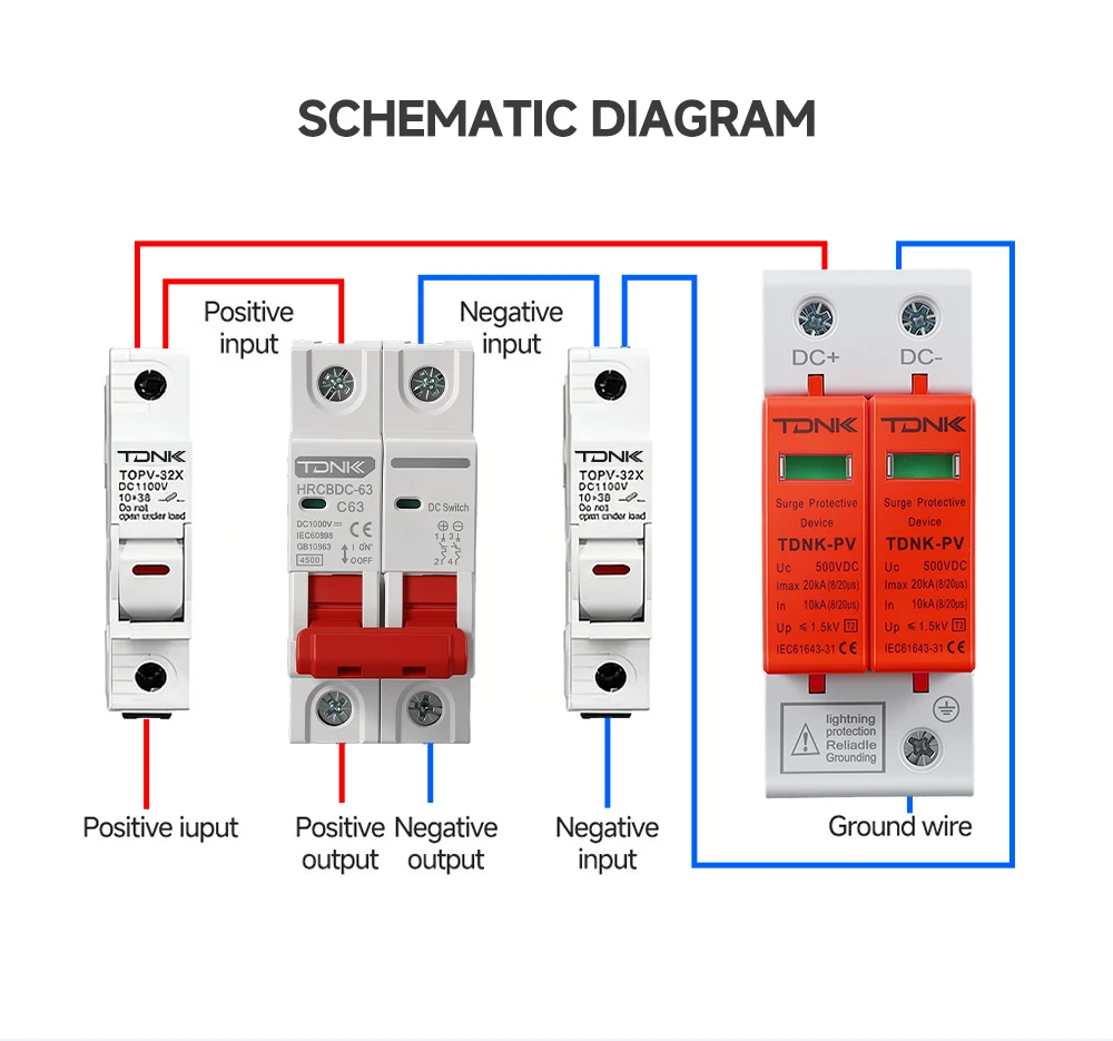 TDNK-PV DC SPD Überspannungsschutzgerät 2P 20KA 40KA 500V 600V 800V 1000V für Solar-PV-Panel Blitzschutz – Detail 12