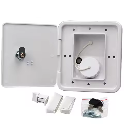 New!RV Gravity Water Filler Square Hatch Water Box With Key Screw RV Trailer Caravan Accessories
