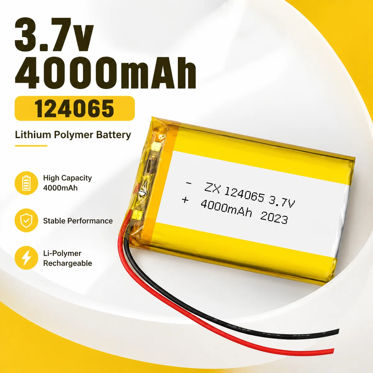 Rechargeable LiPo Battery 124065 4000mAh 3.7V PH-2mm Plug Lithium Polymer Cell for Camera Car Logger Digital Devices