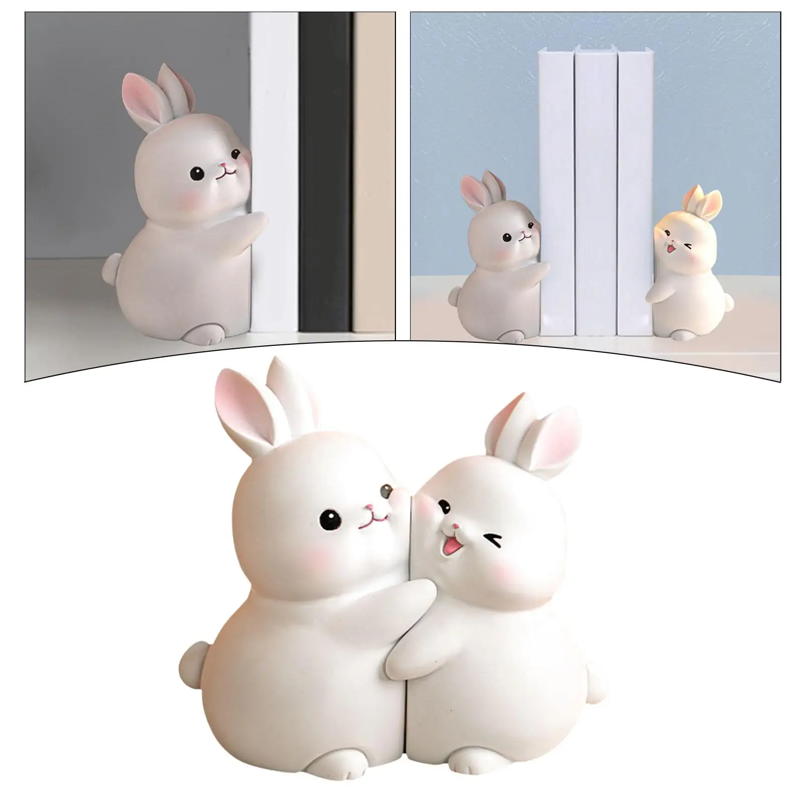 

Lovely Rabbit Bookend Modern Bunny Book Ends Stopper for Shelf Desk Ornament