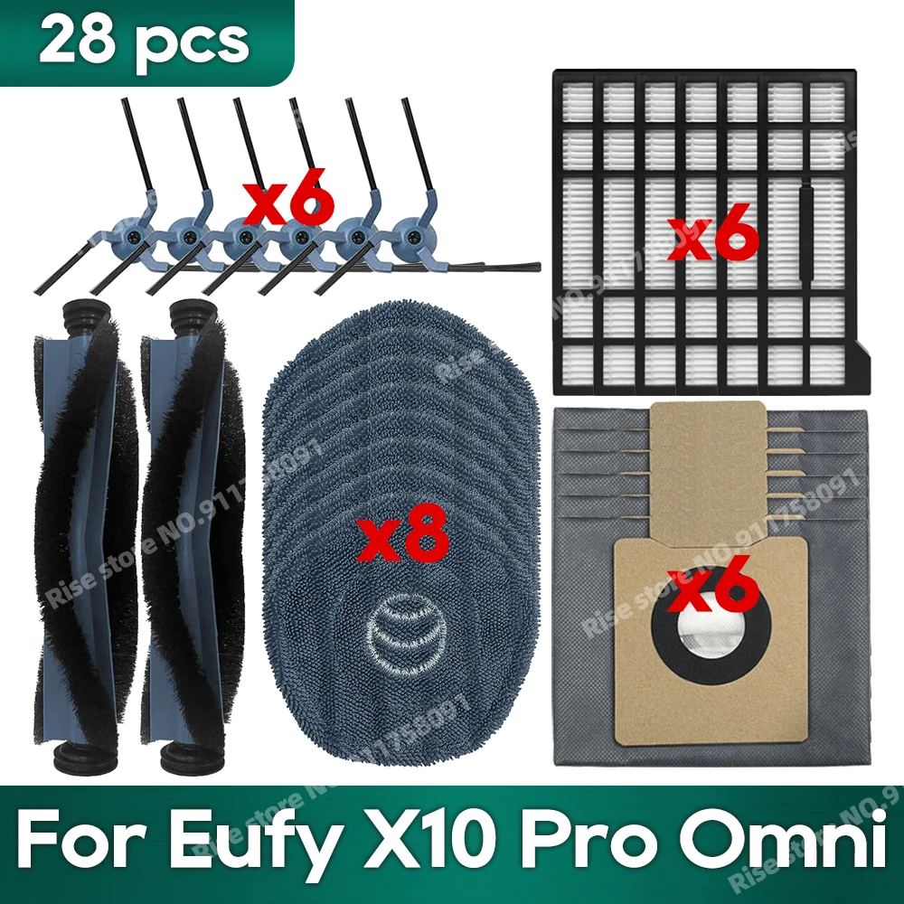Accessoires geschikt voor Eufy X10 Pro Omni Robotstofzuiger Stofzak Hepa Filter Roller Zijborstel Mop Doek