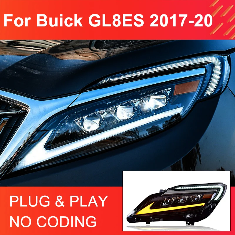 

1 Pair LED Headlight Assembly for Buick GL8 ES 28T 2017-2020 Head Lamps Plug and Play with DRL Dynamic Turn Projector Head Light