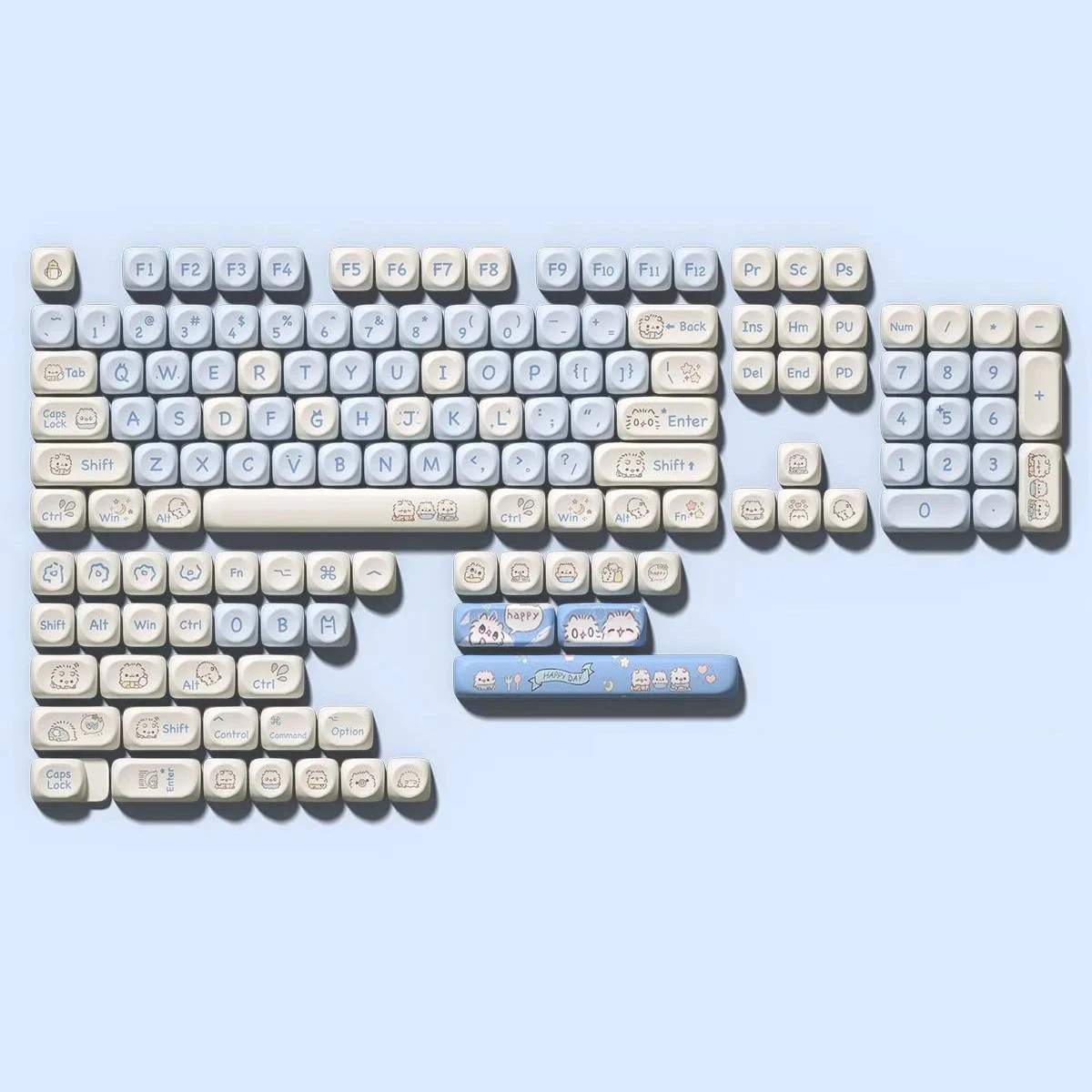 130+ مفاتيح MOA Profile Blue Cat PBT أغطية مفاتيح صبغ جمركي أغطية مفاتيح فرعية لمفاتيح Cherry Gateron MX لوحات المفاتيح الميكانيكية
