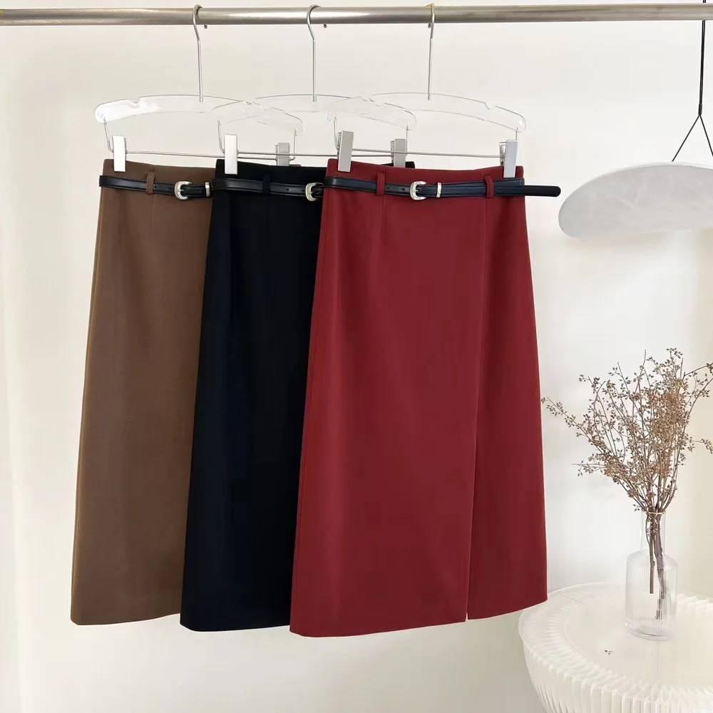 

2024 Women's Clothing Elegant high-waisted woolen skirt Spring Summer New 419
