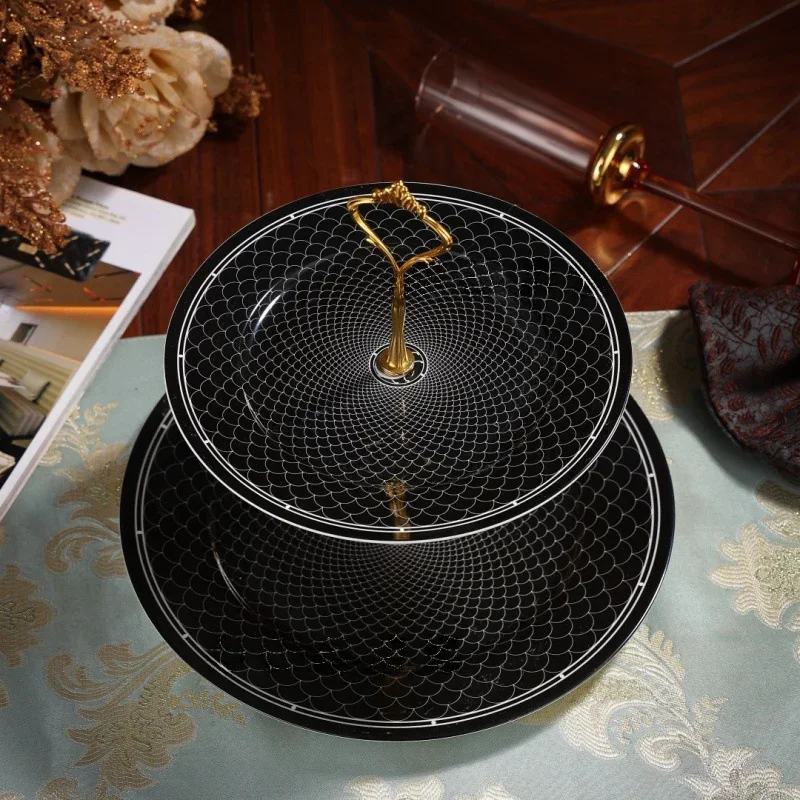 European Style High Grade Exquisite Ceramic Creative Cake Stand Dried Fruit Tray Afternoon Tea Dim sum Fruit Serving Tray