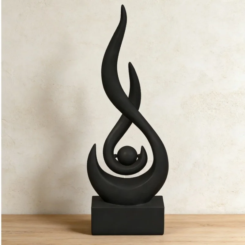 Juego de 1/2 Piezas de Adornos Negros con Forma de Llama, Escultura de Llama Elegante Impresa en 3D, Adorno Artístico para Sala de Estar, Vinoteca, Entrada, Decoración de Oficina, Estatua de Llama con Perlas