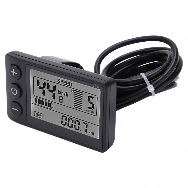 AliExpress Qiilu New S866 Electric Display LCD Meter 24V 36V 48V Electric Scooter Control Panel with Plug Electric Bike LCD Display Meter