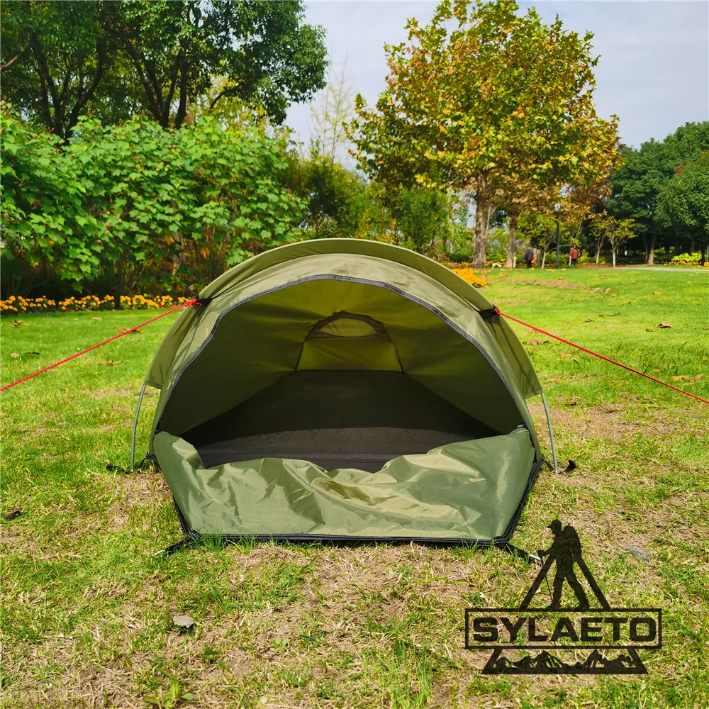 Tenda ultraleggera per 1 persona da 850 g per escursionismo, pesca, ciclismo, tenda da campeggio, zaino in spalla, sacco a pelo impermeabile, attrezzatura da viaggio per auto