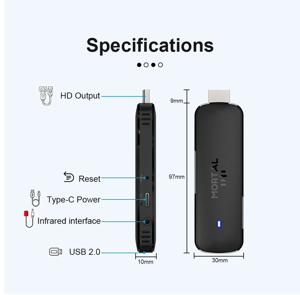 جهاز Mortal Q8 Mini TV Stick يعمل بنظام Android 14.0 Allwinner H313 ويدعم فك تشفير 4K ومشغل بث YouTube من Google BT5.0 مقابل Fire TV Stick