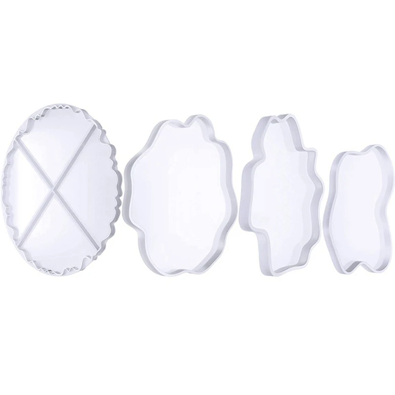 4 Pieces Silicone Coasters Mold Agate Coaster Molds & 3 Pieces Silicone Coasters Mold Irregular Coaster Molds