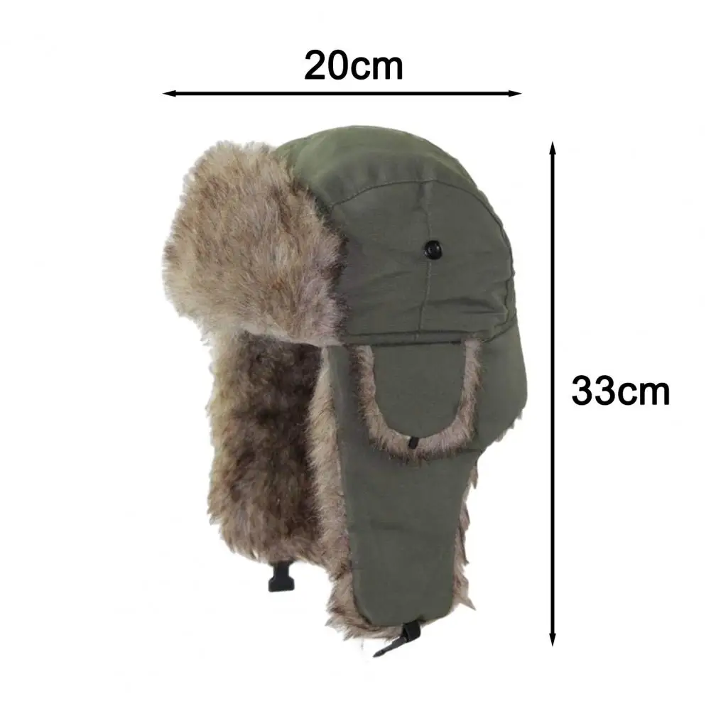 Lei Feng Hat with Windproof Buckle Winter Men's Lei Feng Hat with Plush Ear Fuzzy Faux Fur Windproof for Outdoor for Maximum