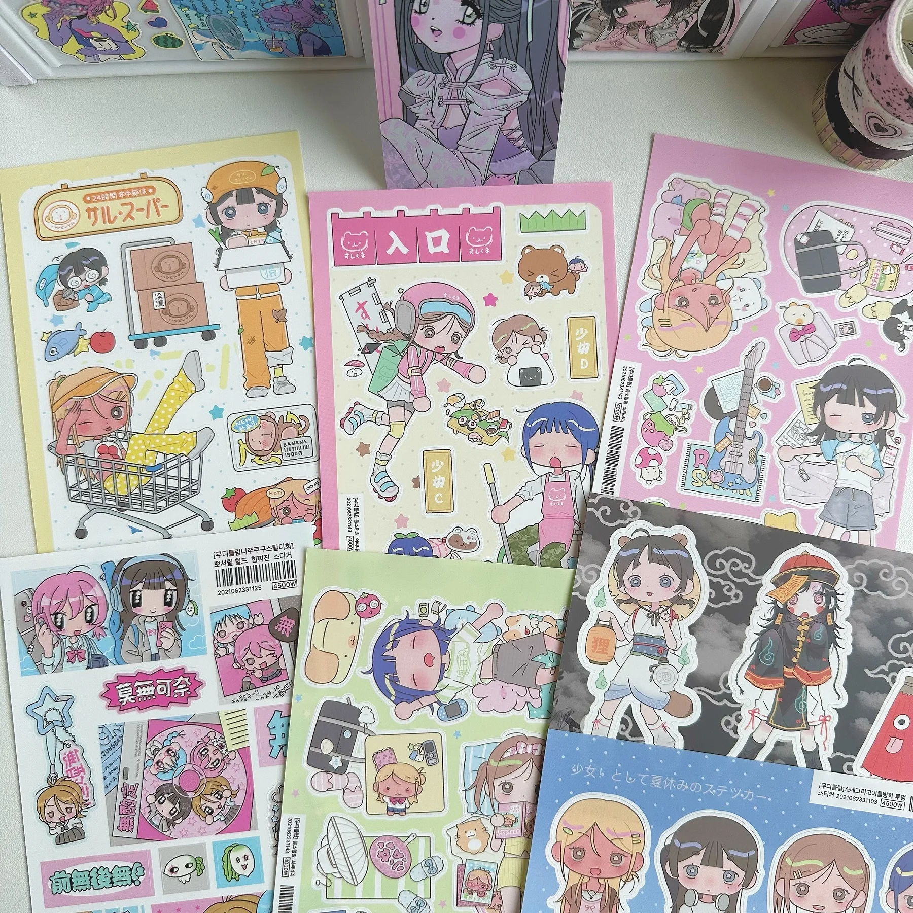 Cute Sweet Cool Japanese Shibuya Girl Sticker Korean Kawaii Cartoon Y2k Stickers Hand Account Diary Scrapbook Decorative Sticker