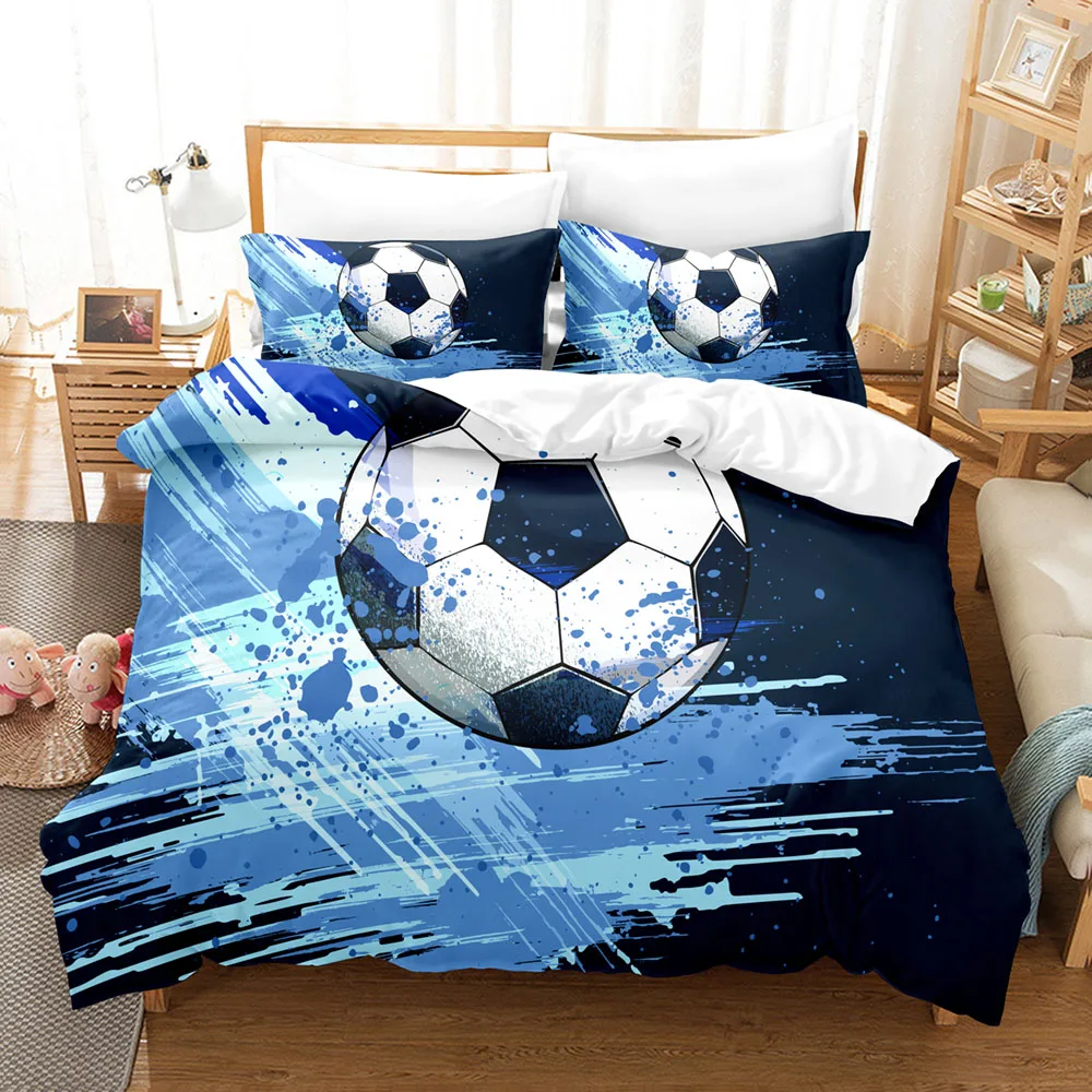 Kinder-Bettwäsche-Sets 2025, 3D-gedrucktes Basketball-Fußball-Bettbezug-Set, weich, bequem, ohne Kern, Heimtextilien-Dekor für Jungen, Geschenk – Detail 10