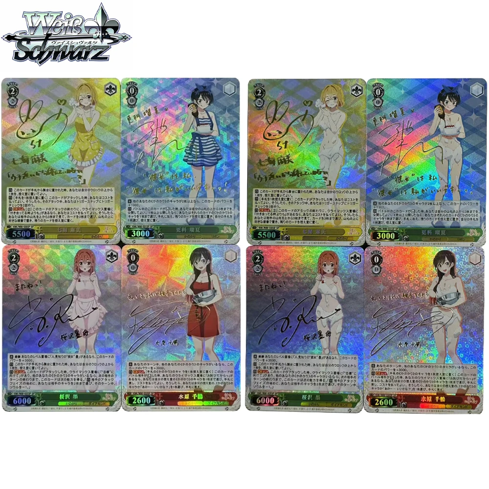 

4Pcs/set Anime WS Collection Cards Kanojo Okarishimasu Ichinose Chizuru Asami Nanami Color Flash Signature Card Bronzing Gifts